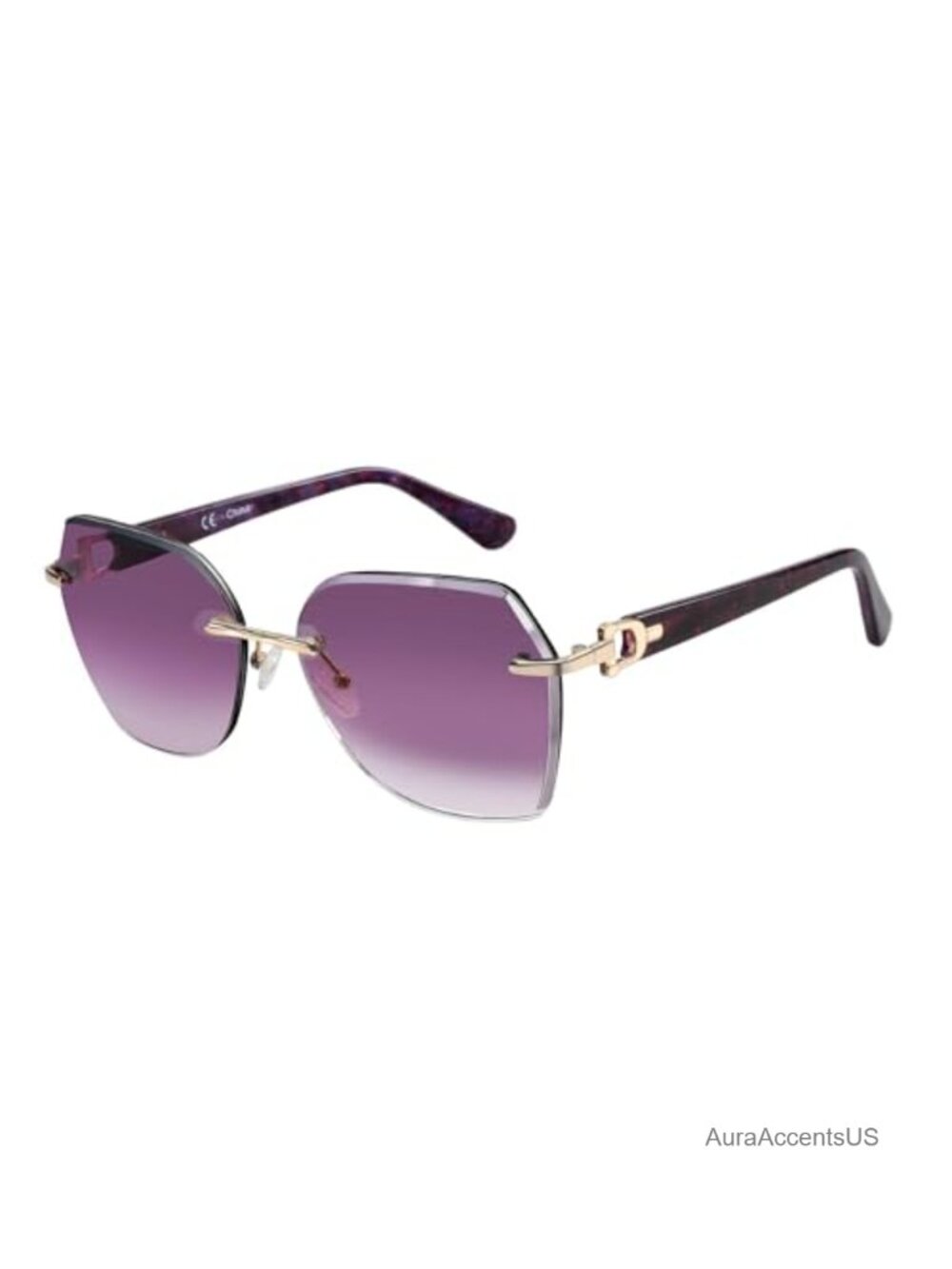 Oversized Rimless Sunglasses Gradient Lens UV Protection Women
